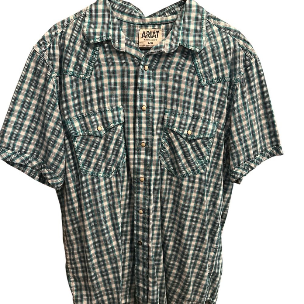 Ariat Green Casual Button Down Shirt with Plaid Design